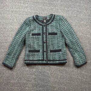 J. Crew Tweed Jacket in Teal and Black